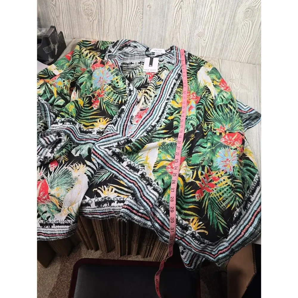 Nine West Tropical Floral Kimono Top Beach Coverup Womens One Size NWT